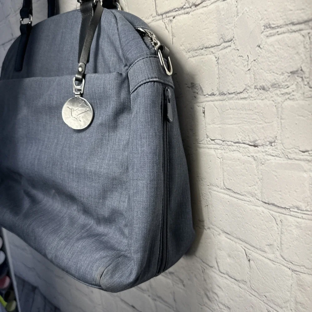 Lo‎ & Sons O.G. Blue Travel Messenger Carry On Bag Gray Interior Silver Hardware